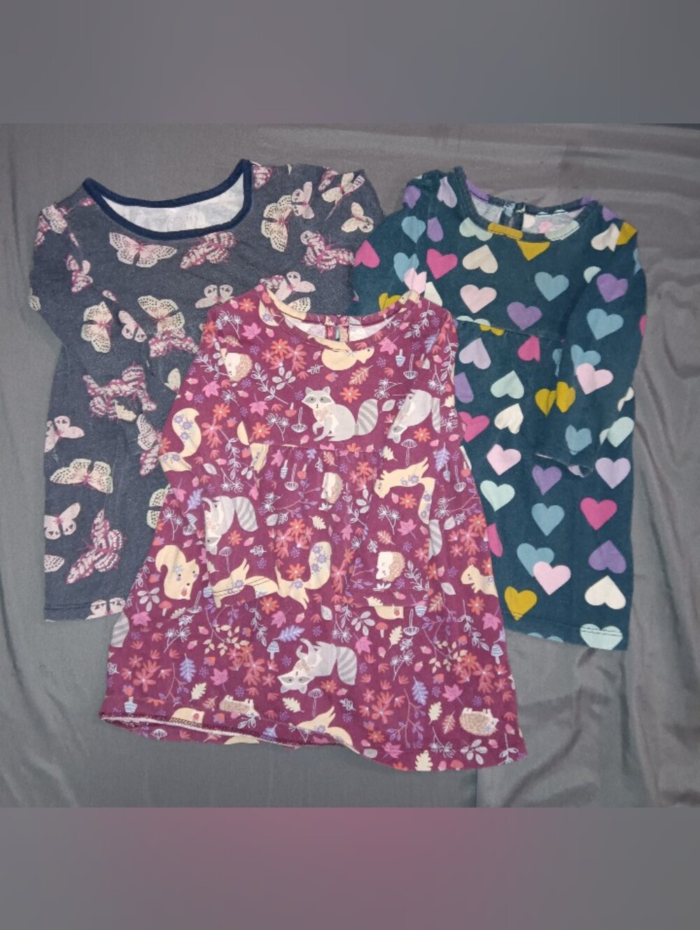 wonder nation Girls' Multicolor Heart & Woodland Print Long-Sleeve Dresses